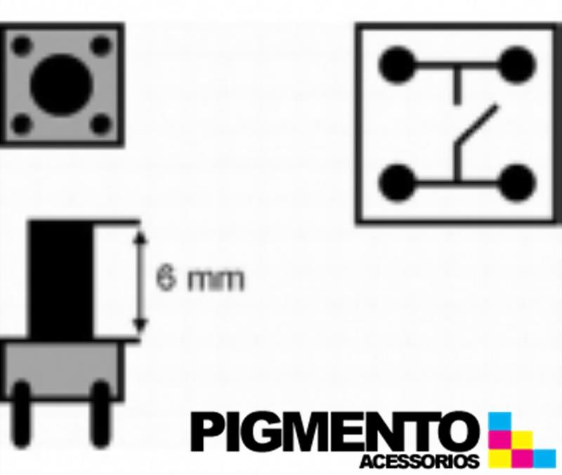 Botão miniatura 6x6x(9.5)mm SPST-NO 12VDC 50mA THT 1.6N