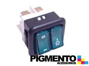INTERRUPTOR DUPLO LUMIN. VERDE 25X25 6TERM. UNIPOLAR
